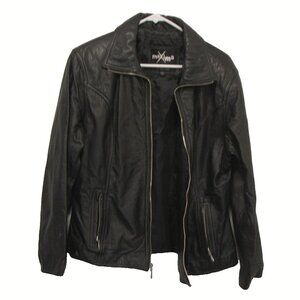 Maxima Wilsons Womens Black Leather Full Zip Up Jacket Size Large